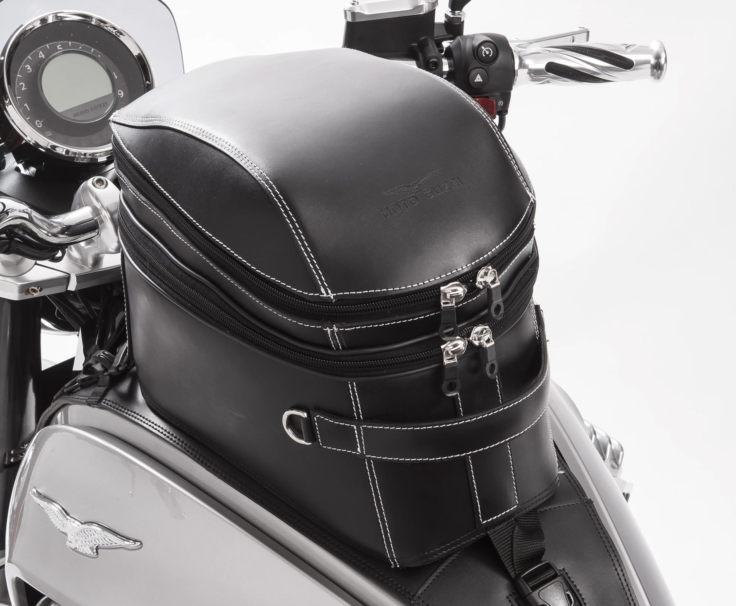 Sacoche de réservoir d'origine, en cuir, noire pour Moto Guzzi Eldorado