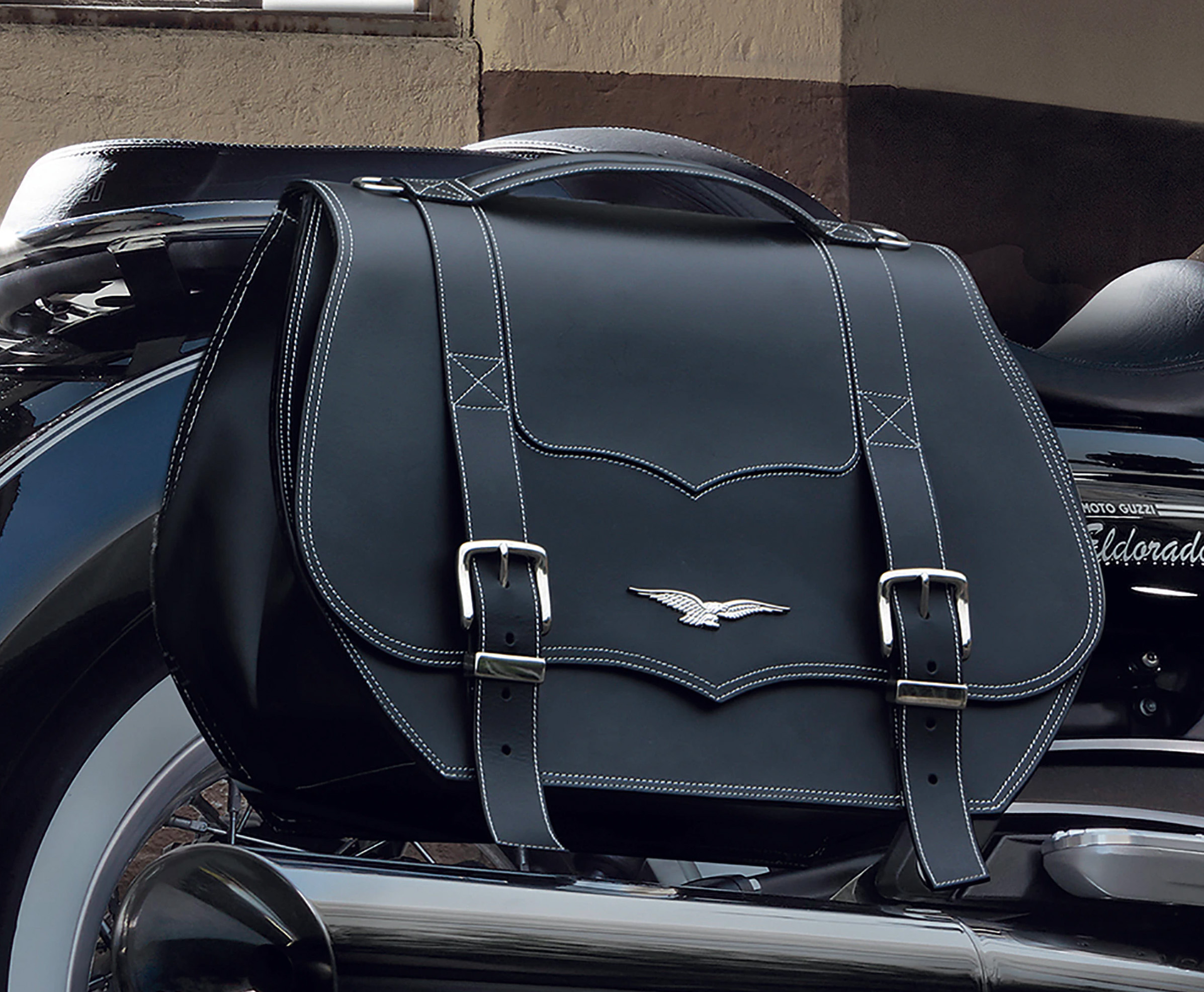 Sacoches d'origine, cuir, noir, 23 l pour Moto Guzzi Eldorado
